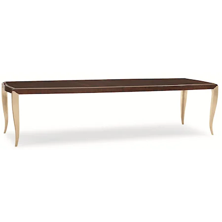 "Leg Work" Rectangular Dining Table with (2) 20-Inch Extensions Leaves and Metallic Cabriole Legs